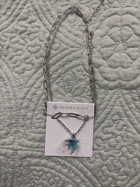 Kendra Scott Silver Necklace with Turquoise Charm